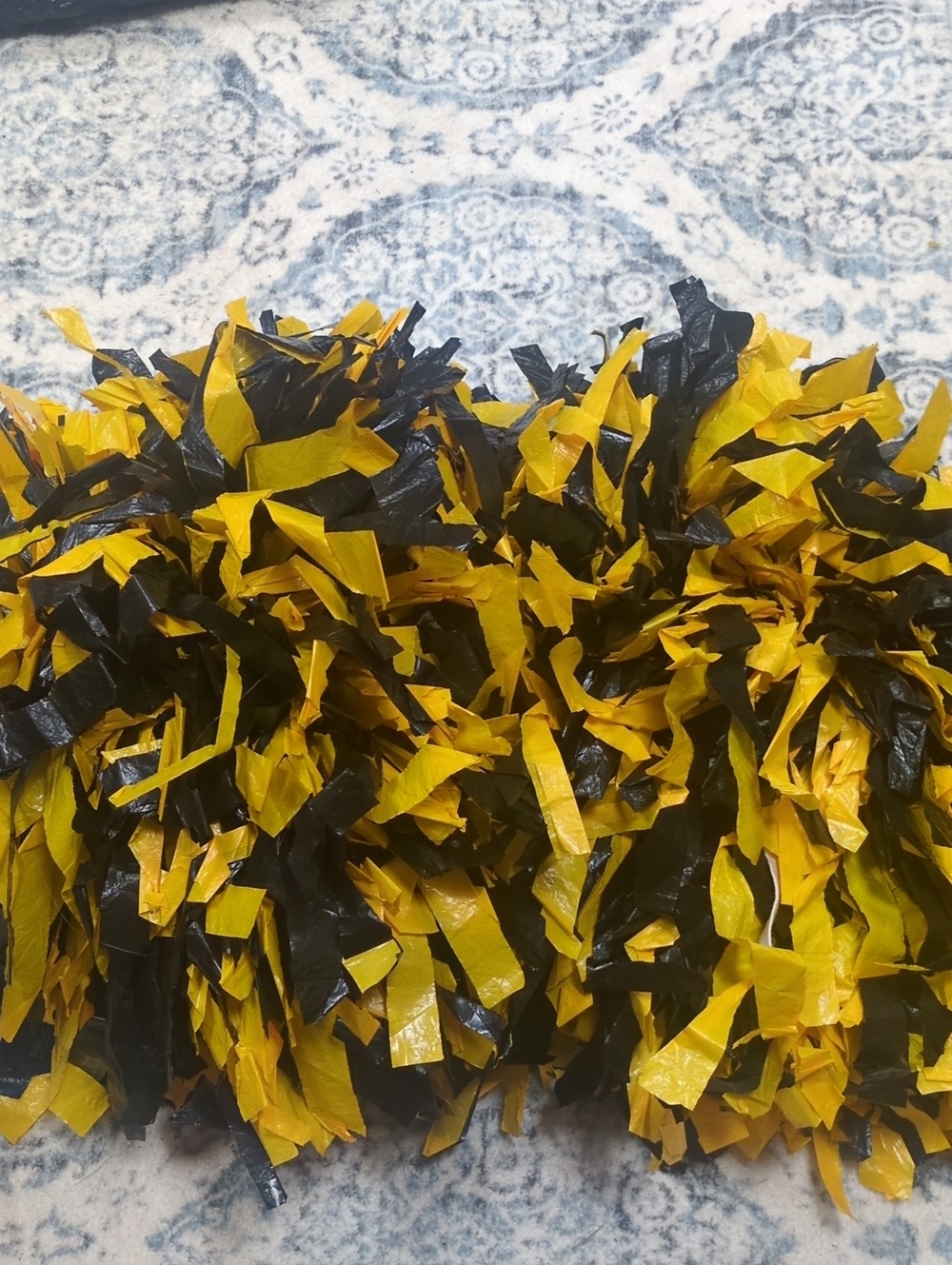 Black and Yellow Pom-Pom Party Garland - Festive Home Celebration Decor